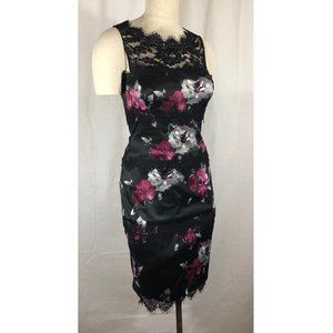 White House Black Market Flower Print & Lace Dress